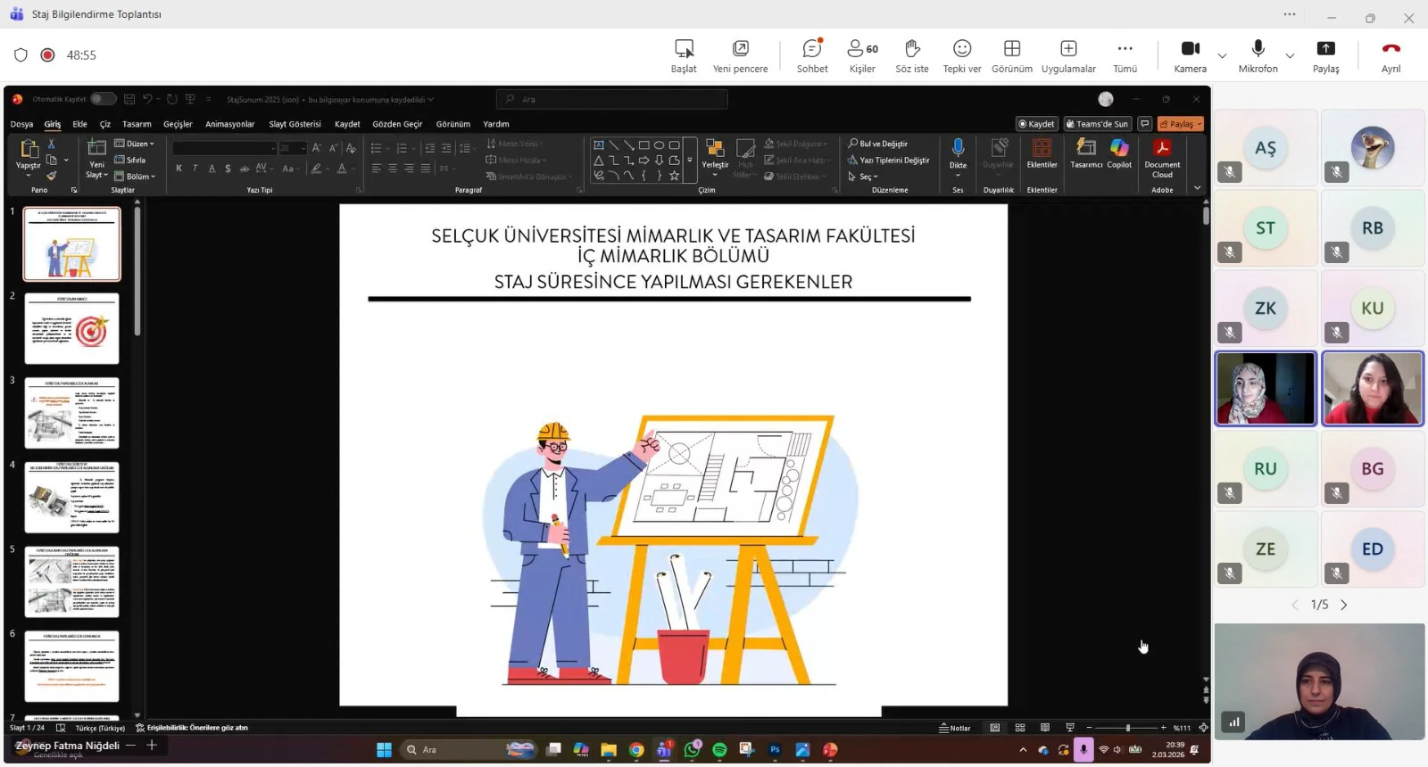 İç Mimarlık Bölümü Staj Bilgilendirme Toplantısı Yapıldı
